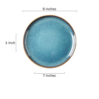 River Blue Ceramic Porcelain Dinnerware-Letifly Lights and Decor
