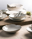 round abstract gold trim edges white ceramic dinnerware