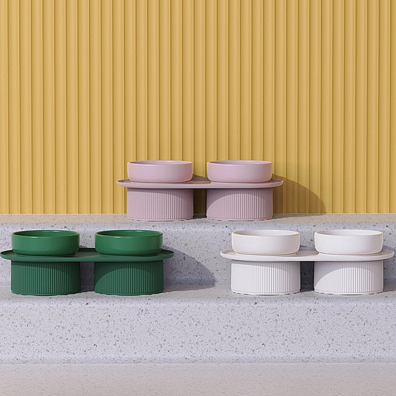 Roman Classic Elevated Double Pet Feeding Bowls