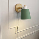Wood & green Metal Reading Lamp with Plug Cord