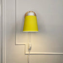 Wood & yellow Metal Reading Lamp with Plug Cord