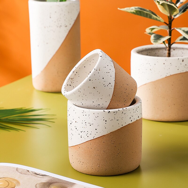Home Decoration Creative Linen Glaze Ceramic Flowerpot 