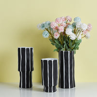 Black and White Geometric Ceramic Vase 