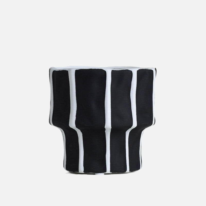 Black and White Geometric Ceramic Vase 