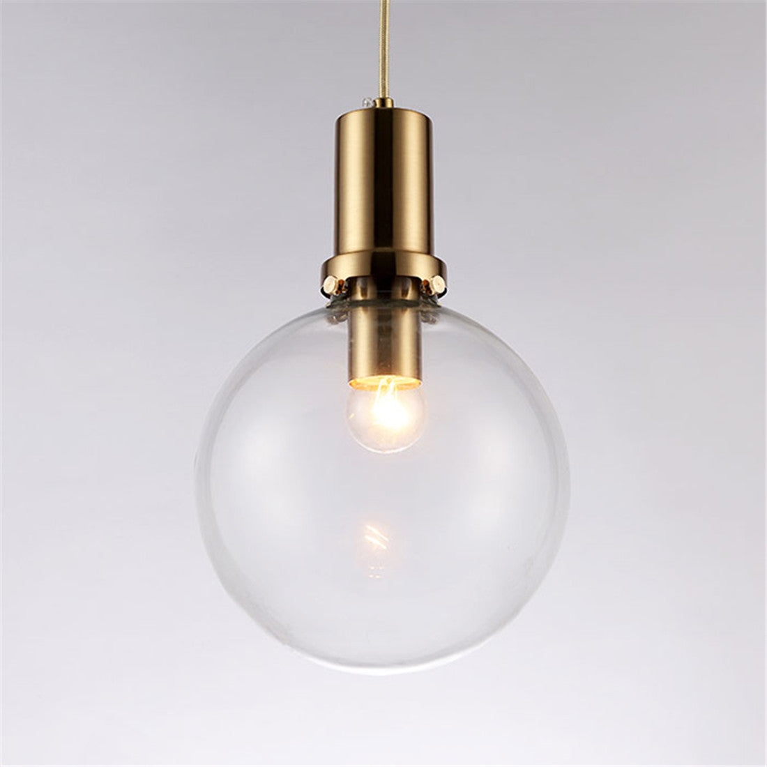 Satchi Clear Globe & Brass LED Bulb Pendant Light-Letifly Lights and Decor