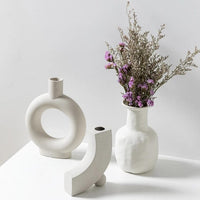Modern Ceramic Still Life Vases for Flowers Plants and Home Decor white neutral