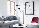 cone iron base aluminum shade industrial black floor lamp with 3 lights