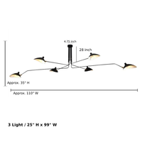 Serge Mouille Ceiling Lamp 6 arm light chandelier nordic vintage spider lamp