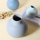 Shades of Blue Beige and Jade Ceramic Porcelain Round Vase Set Water Drop shape Modern Abstract