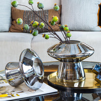hydroponic silver glass table top vase