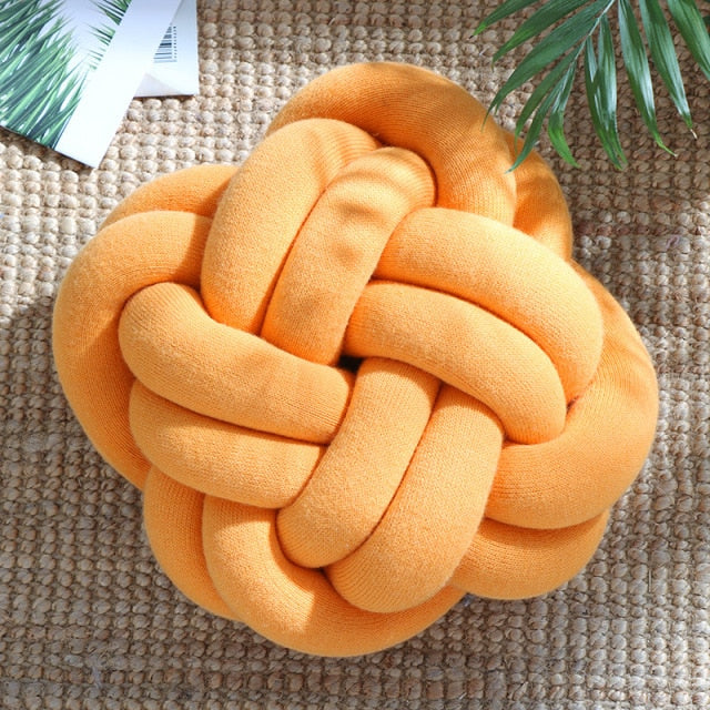 Orange Round Macrame Knot Cushion
