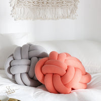 Gray Pink Round Macrame Knot Cushion