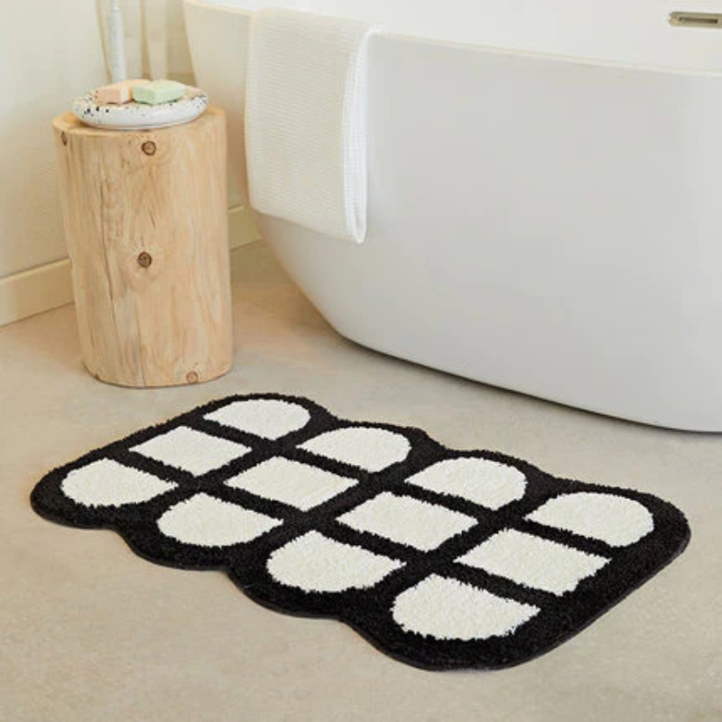 Anti- slip Checkered Carpet Fluffy Grids Design Rug 