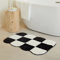 Anti- slip Checkered Carpet Fluffy Grids Design Rug 