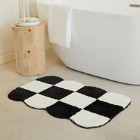 Anti- slip Checkered Carpet Fluffy Grids Design Rug 