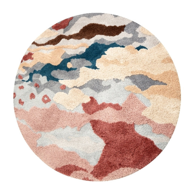 3D Pattern Rug Wool Floor Mat in Pink Color for Living Room Decoration