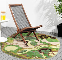 3D Pattern Rug Wool Floor Mat in Green Color for Living Room Decoration