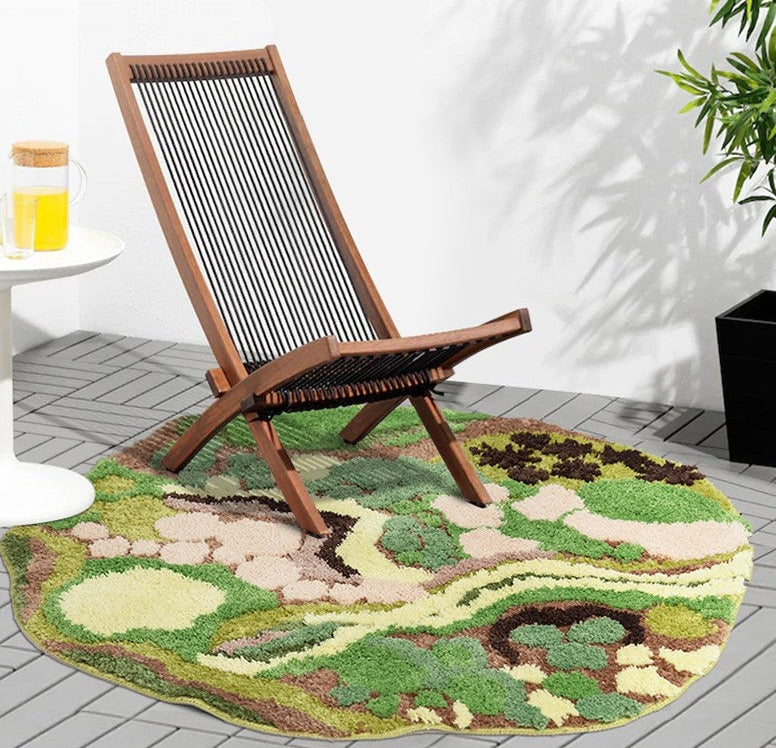 3D Pattern Rug Wool Floor Mat in Green Color for Living Room Decoration