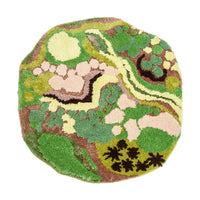 3D Pattern Rug Wool Floor Mat in Green Color for Living Room Decoration