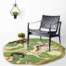 3D Pattern Rug Wool Floor Mat in Green Color for Living Room Decoration