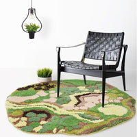 3D Pattern Rug Wool Floor Mat in Green Color for Living Room Decoration