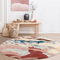 3D Pattern Rug Wool Floor Mat in Pink Color for Living Room Decoration