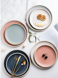 round ceramic matte glazed finish flat plate