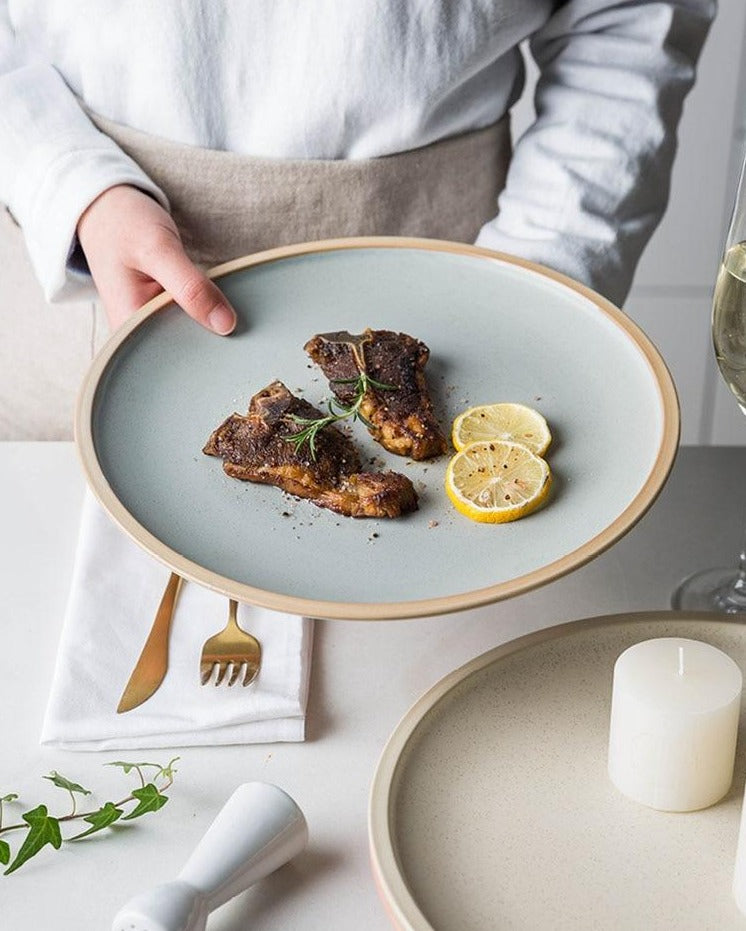 round ceramic matte glazed finish flat plate