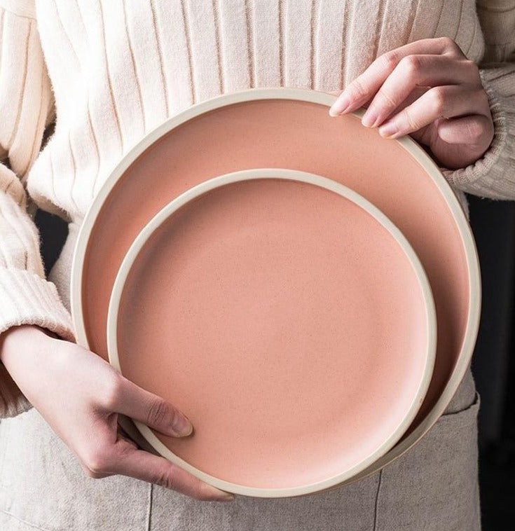 round ceramic matte glazed finish flat plate