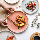 round ceramic matte glazed finish flat plate