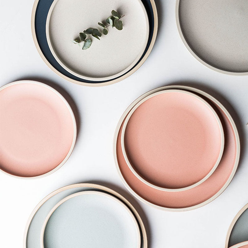 round ceramic matte glazed finish flat plate
