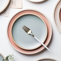 round ceramic matte glazed finish flat plate