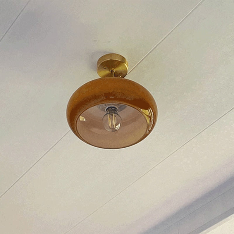 Soleil Retro Brass &  Glass Ceiling Lamp