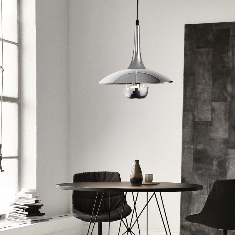 Creative Pendant Light Adjustable Shift Lamps Retro Mid Century Plated Silver