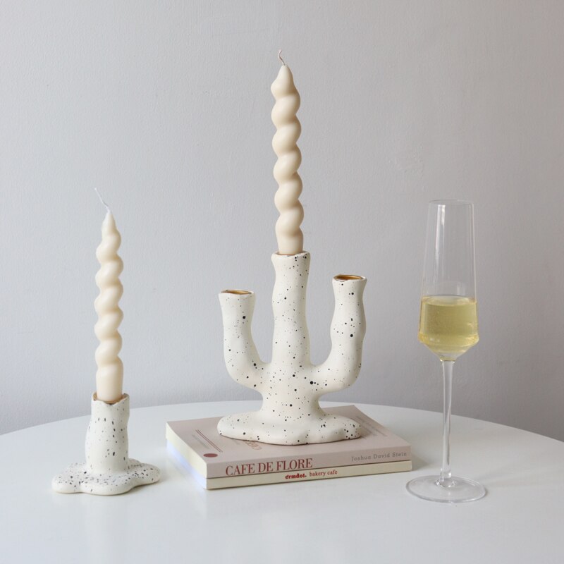 Black and White Resin Vintage Candle Holder Spot Ceramic
