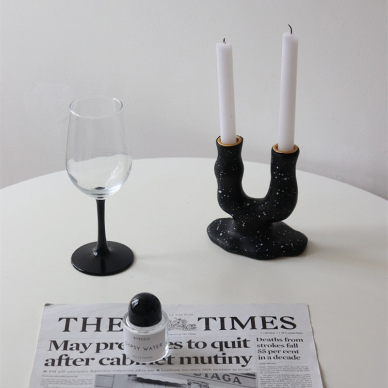 Black and White Resin Vintage Candle Holder Spot Ceramic