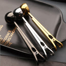 Stainless Steel Multifunctional Coffee Spoon and Sealing Clip Silver Gold Black 