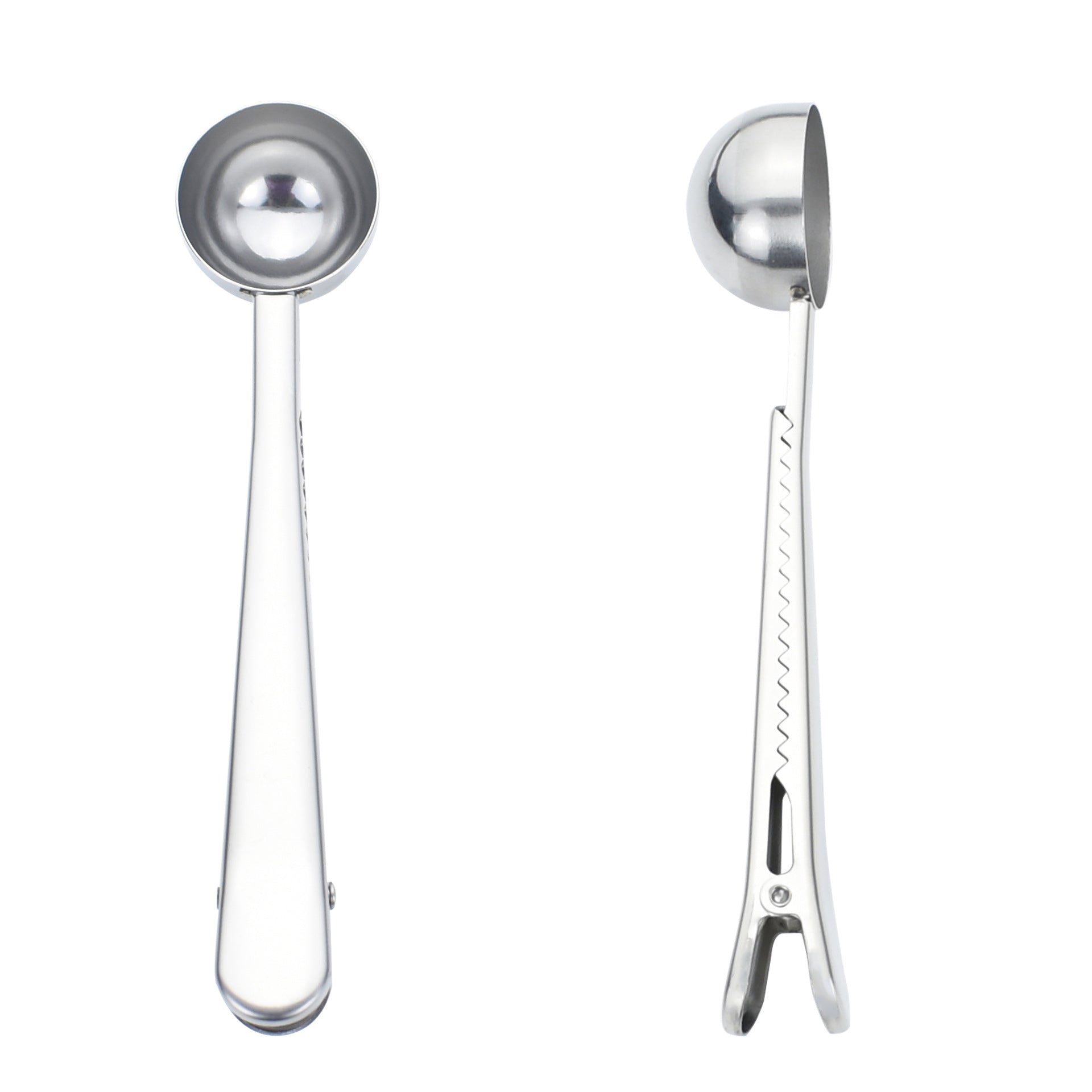 Stainless Steel Multifunctional Coffee Spoon and Sealing Clip Silver