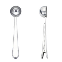 Stainless Steel Multifunctional Coffee Spoon and Sealing Clip Silver