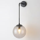 globe clear glass Black metal hanging wall sconce