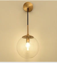 globe clear glass Antique Gold-tone Black metal hanging wall sconce