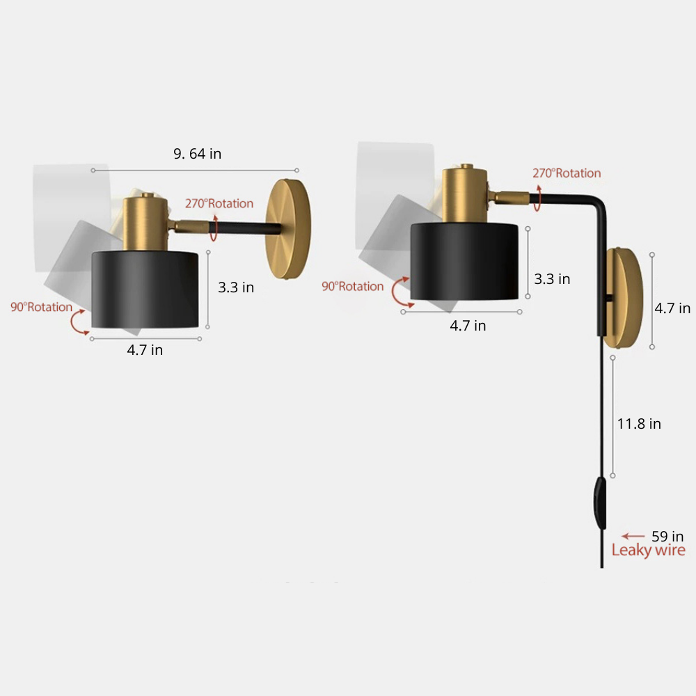 black and brass Wall Sconce Light
