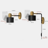 black and brass Wall Sconce Light