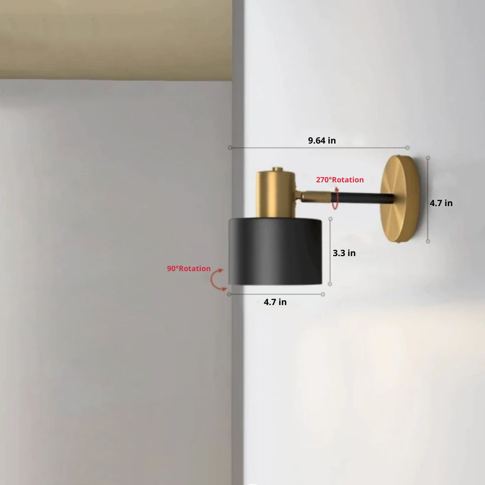 black and brass Wall Sconce Light