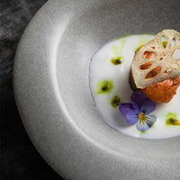 round ceramic grey dinnerware