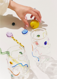 Sugar Coated Confetti Handmade Glass Graphic Organic shape colored cocktail glass