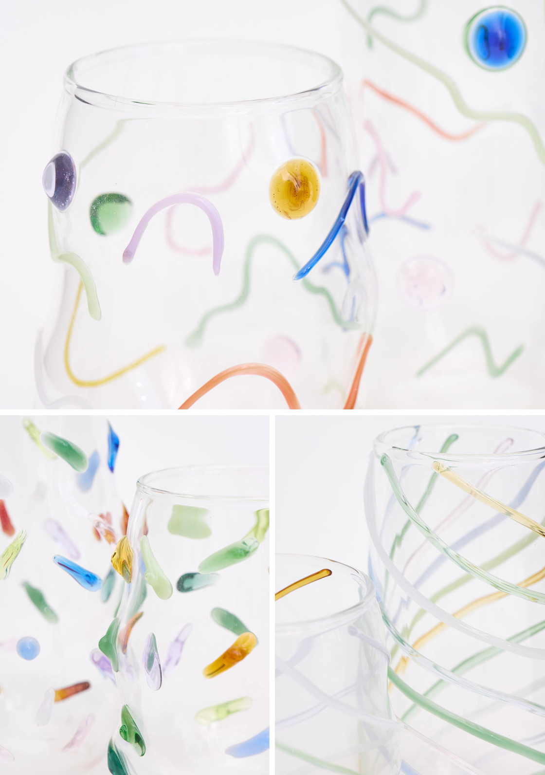 Sugar Coated Confetti Handmade Glass Graphic Organic shape colored cocktail glass