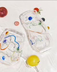 Sugar Coated Confetti Handmade Glass Graphic Organic shape colored cocktail glass