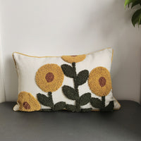 Sunflower Floral Punch Needle Pillow Cover