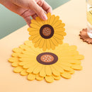 Yellow and Brown Silicone Sunflowers Shape Table Coaster